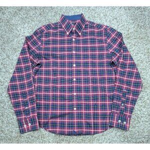 UNTUCKit Shirt Mens Medium Blue Red Plaid Long Sleeve Button Down Wrinkle Free